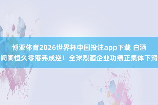 博亚体育2026世界杯中国投注app下载 白酒阛阓恒久零落弗成逆!全球烈酒企业功绩正集体下滑