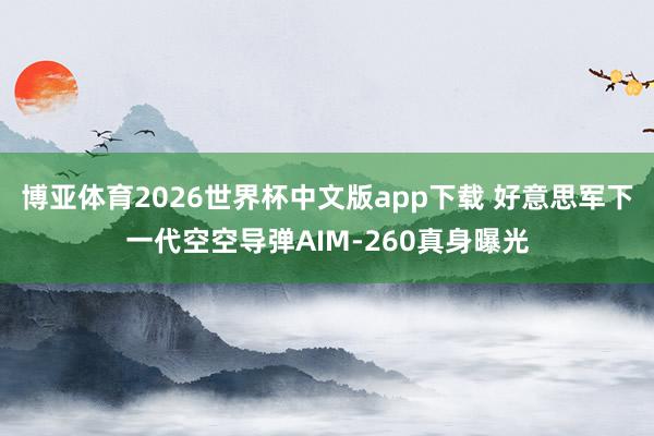 博亚体育2026世界杯中文版app下载 好意思军下一代空空导弹AIM-260真身曝光