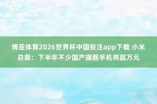 博亚体育2026世界杯中国投注app下载 小米总裁:下半年不少国产旗舰手机将超万元