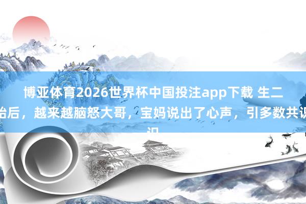 博亚体育2026世界杯中国投注app下载 生二胎后,越来越脑怒大哥,宝妈说出了心声,引多数共识