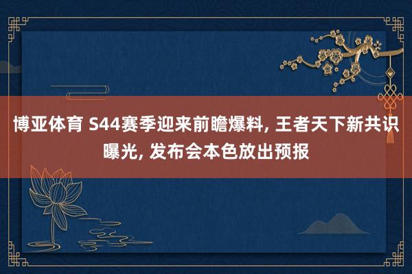 博亚体育 S44赛季迎来前瞻爆料, 王者天下新共识曝光, 发布会本色放出预报