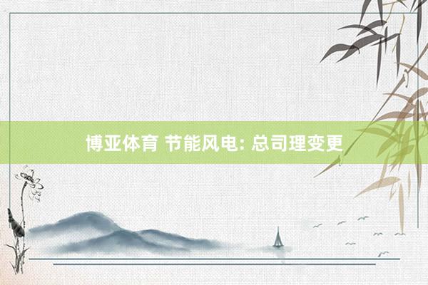 博亚体育 节能风电: 总司理变更