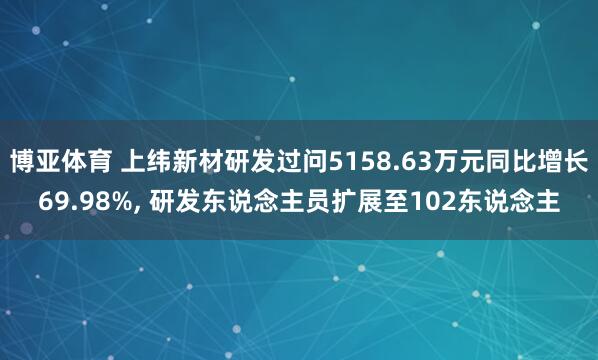 博亚体育 上纬新材研发过问5158.63万元同比增长69.98%, 研发东说念主员扩展至102东说念主