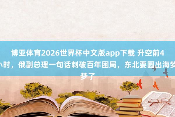 博亚体育2026世界杯中文版app下载 升空前48小时,俄副总理一句话刺破百年困局,东北要圆出海梦了