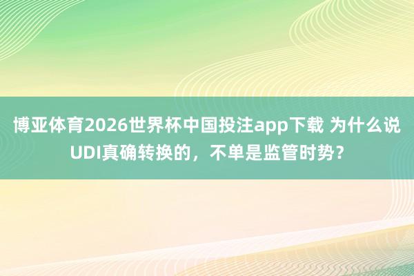 博亚体育2026世界杯中国投注app下载 为什么说UDI真确转换的,不单是监管时势?