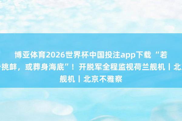 博亚体育2026世界杯中国投注app下载 “若敢进一步挑衅，或葬身海底”！开脱军全程监视荷兰舰机丨北京不雅察