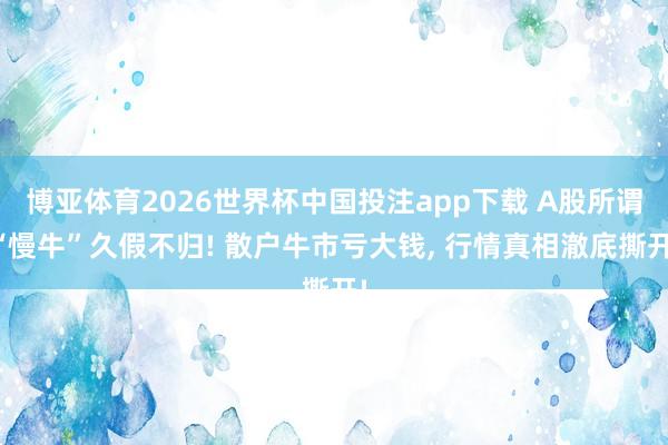 博亚体育2026世界杯中国投注app下载 A股所谓“慢牛”久假不归! 散户牛市亏大钱, 行情真相澈底撕开!