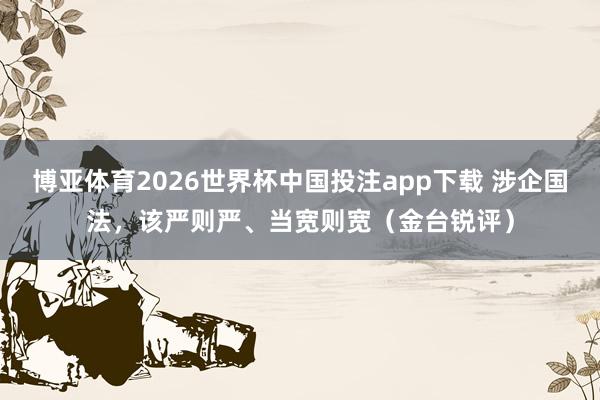 博亚体育2026世界杯中国投注app下载 涉企国法,该严则严、当宽则宽(金台锐评)
