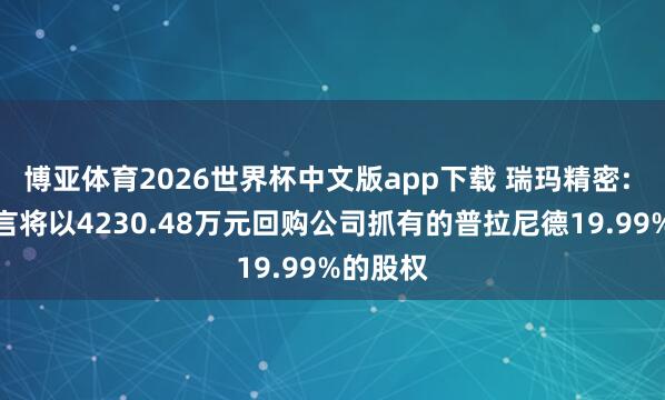 博亚体育2026世界杯中文版app下载 瑞玛精密: 香港大言将以4230.48万元回购公司抓有的普拉尼德19.99%的股权
