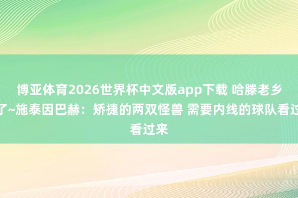 博亚体育2026世界杯中文版app下载 哈滕老乡来了~施泰因巴赫：矫捷的两双怪兽 需要内线的球队看过来
