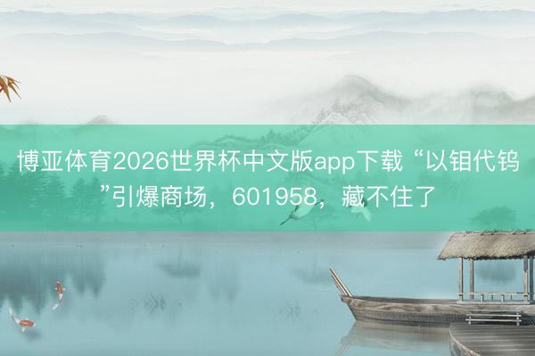 博亚体育2026世界杯中文版app下载 “以钼代钨”引爆商场,601958,藏不住了