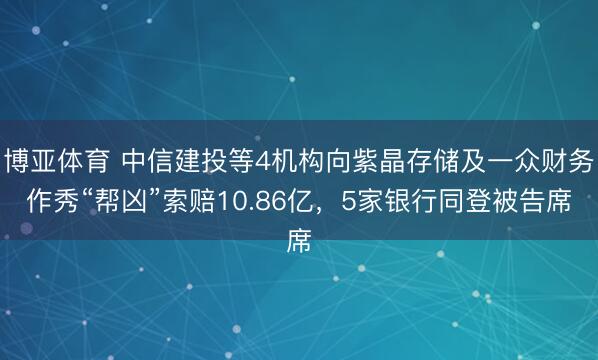 博亚体育 中信建投等4机构向紫晶存储及一众财务作秀“帮凶”索赔10.86亿,5家银行同登被告席