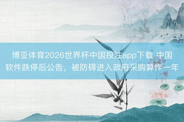 博亚体育2026世界杯中国投注app下载 中国软件跌停后公告,被防碍进入政府采购算作一年