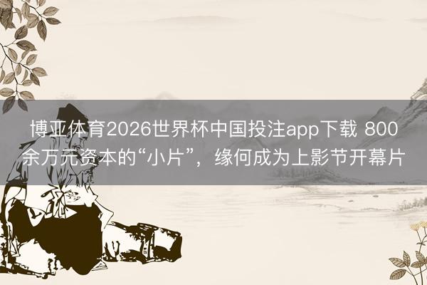博亚体育2026世界杯中国投注app下载 800余万元资本的“小片”,缘何成为上影节开幕片