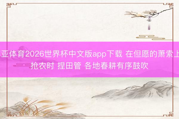 博亚体育2026世界杯中文版app下载 在但愿的萧索上|抢农时 捏田管 各地春耕有序鼓吹