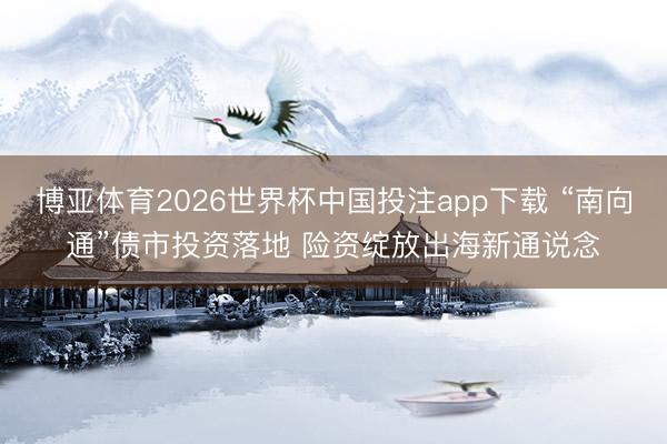 博亚体育2026世界杯中国投注app下载 “南向通”债市投资落地 险资绽放出海新通说念