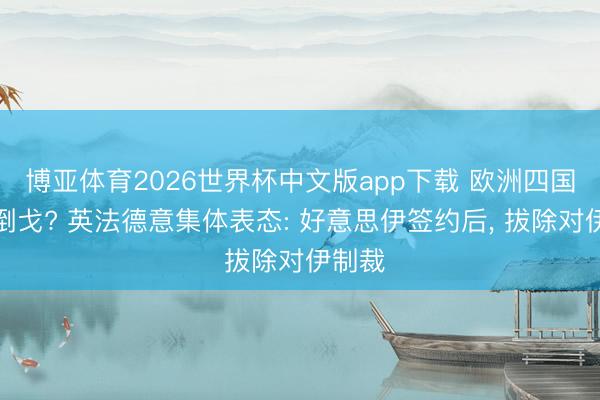 博亚体育2026世界杯中文版app下载 欧洲四国一霎倒戈? 英法德意集体表态: 好意思伊签约后, 拔除对伊制裁