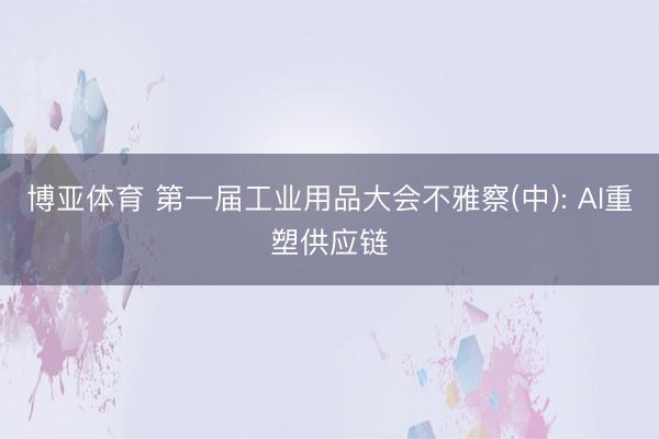 博亚体育 第一届工业用品大会不雅察(中): AI重塑供应链