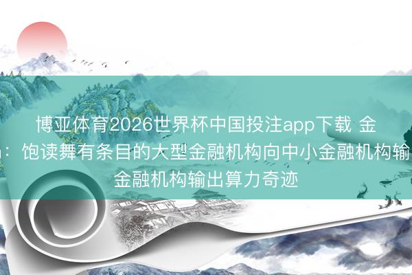 博亚体育2026世界杯中国投注app下载 金融监管总局：饱读舞有条目的大型金融机构向中小金融机构输出算力奇迹
